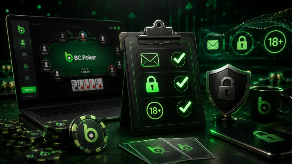 BCPoker registration requirements email password