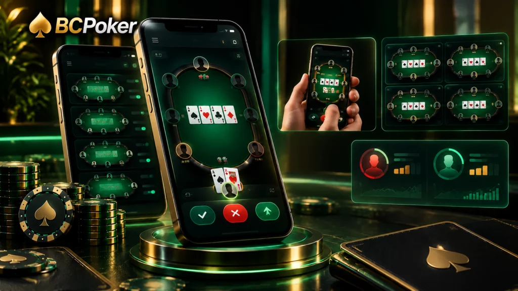 BCPoker mobile app table interface