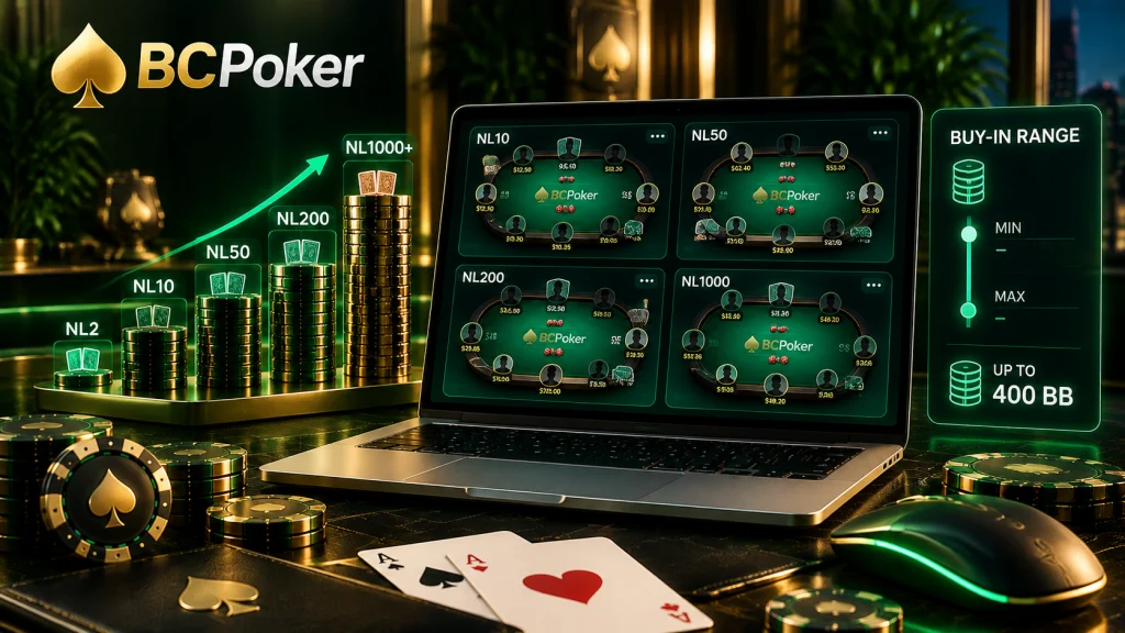 BCPoker cash table buy-in depth