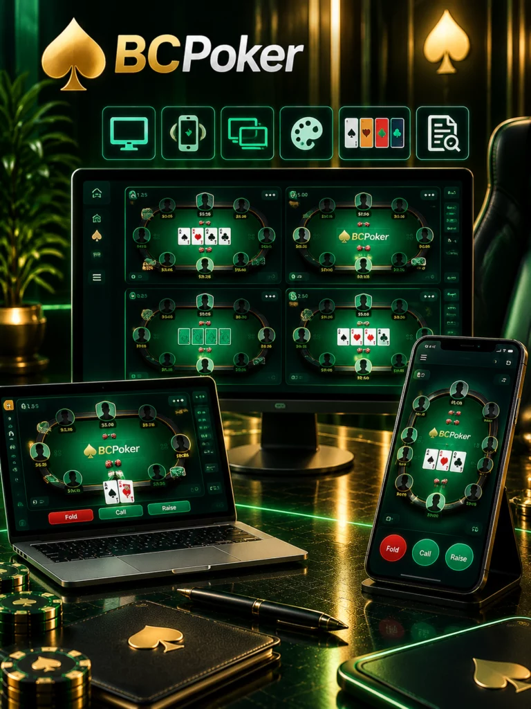 BCPoker desktop mobile table layout